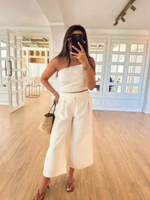 Taş Askılı Crop-Pantolon Takım