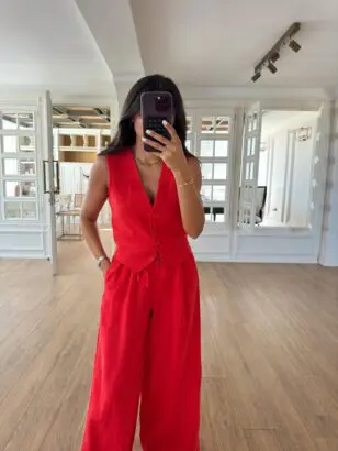 Wayz Nar Çiçeği Dört Düğmeli Yelek