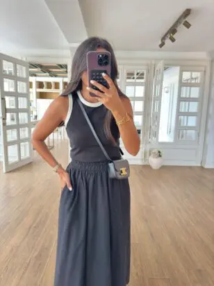 Niss Beyaz Kalın Biyeli Siyah Halter Yaka Body