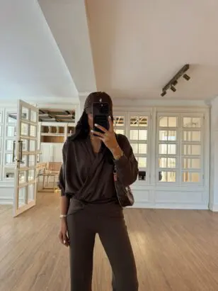 İrodi Flw Kahve Kruvaze Yaka Kapüşonlu Sweat