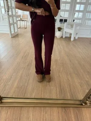 Fiel Dilvin Bordo Beli Fitilli İspanyol Paça Pantolon
