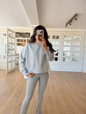 Qnea Gri Arka Poplin Detaylı Sweat