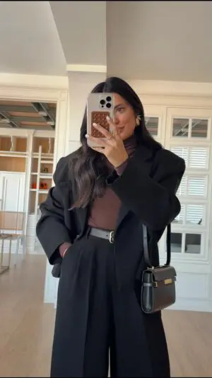 Naya Siyah Tek Düğmeli Premium Blazer Ceket-Pantolon Takım