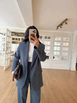 Ballotelli New'M Petrol Mavisi Tek Düğmeli Premium Blazer Ceket