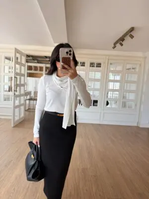 Polly Beyaz V Şal Yaka Detaylı Bluz