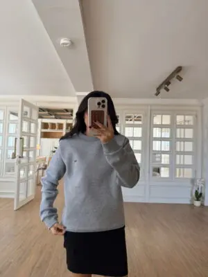 Gri L'Coste Bisiklet Yaka İçi Şardonlu Sweat