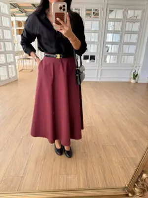 Bordo Yan Cepli Çan Etek