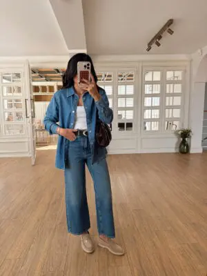 Helbo Gümüş Düğme Çıt Çıtlı Tensel Jean Gömlek