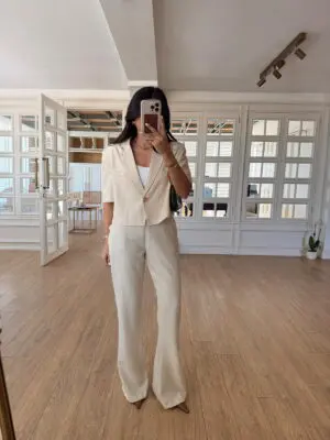 Comy Qz Taş Gold Düğmeli Crop Ceket