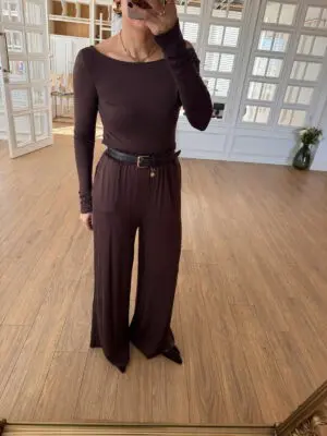 Joni Qs Kahve Kayık Yaka Basic Takım