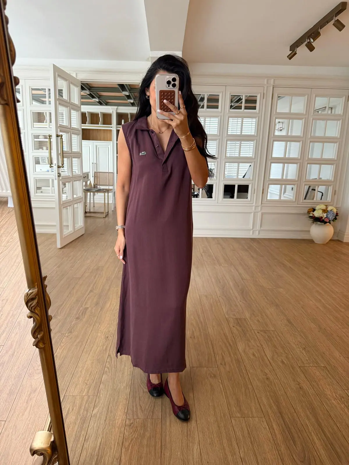 Viny Polo Yaka Düğmeli Sıfır Kol Elbise