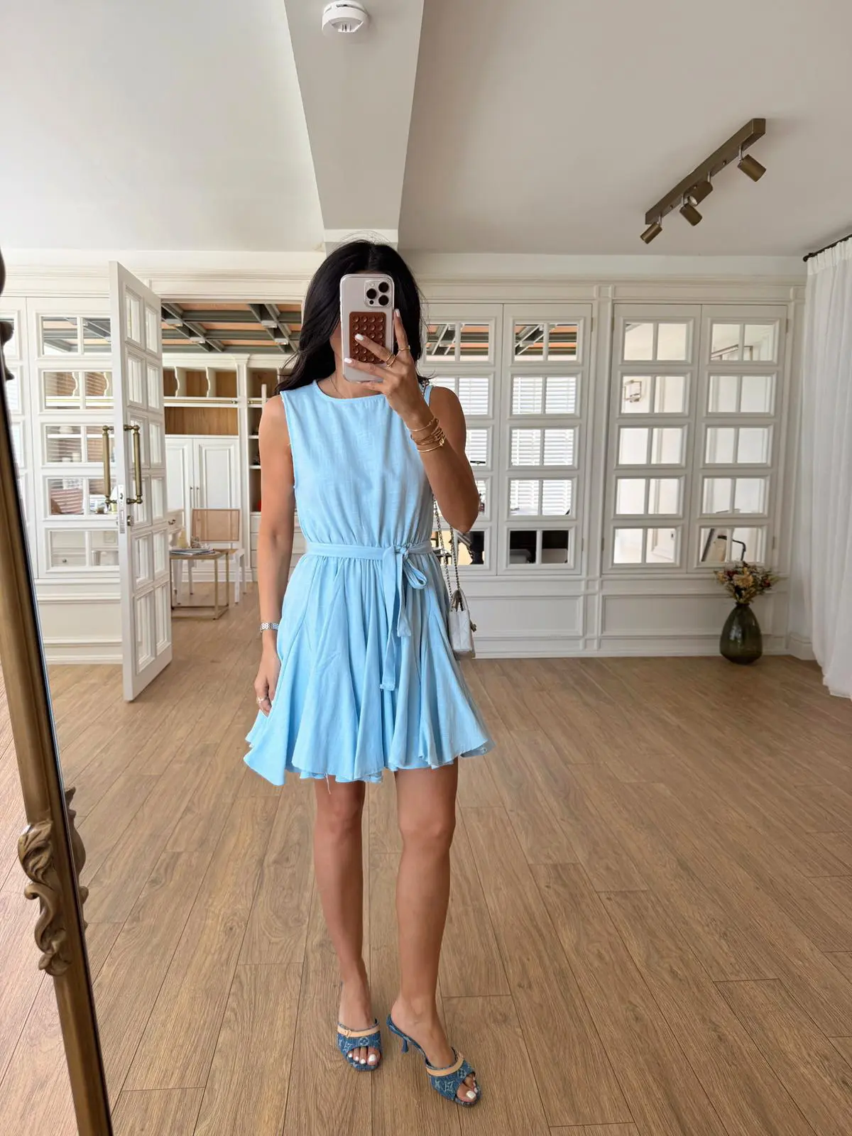 Faby Sıfır Kol Kuşaklı Bel Lastikli Volanlı Elbise