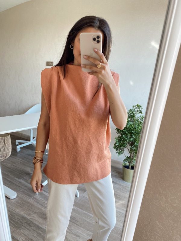 Somon Vatkalı Keten Bluz