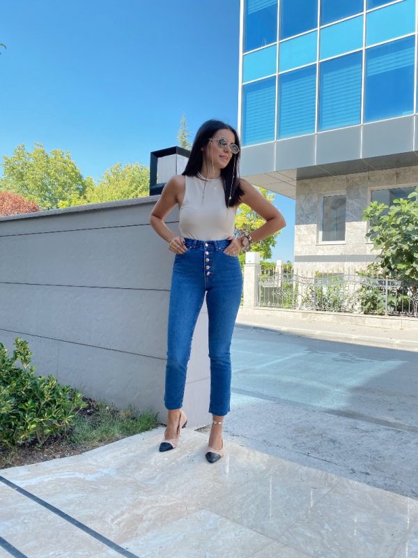 Topshop Düğmeli Boyfit Jean