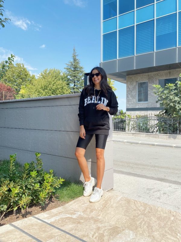 Siyah Berlin Kapüşonlu Sweat