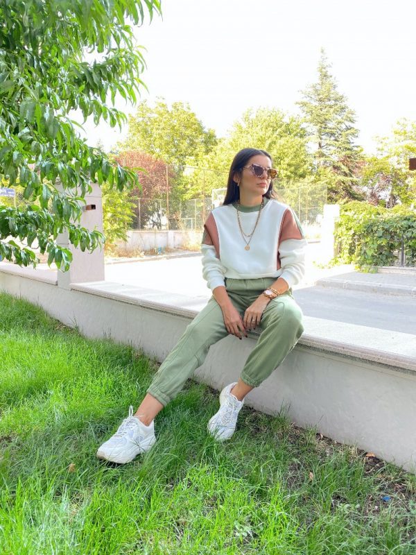 3 Renk Parçalı Sweat