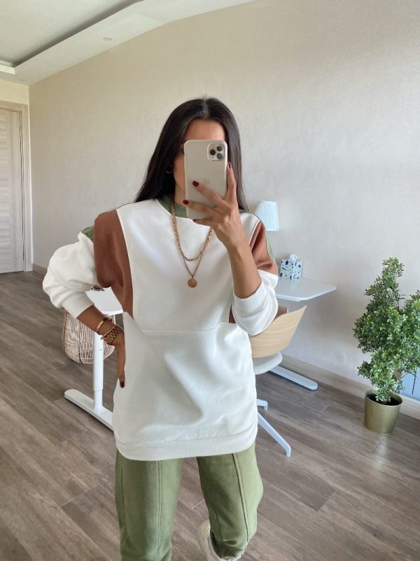 3 Renk Parçalı Sweat
