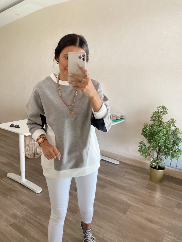 Gri Parçalı Sweat
