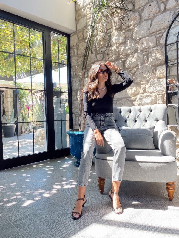 Topshop Gri Yıkamalı Mom Jean