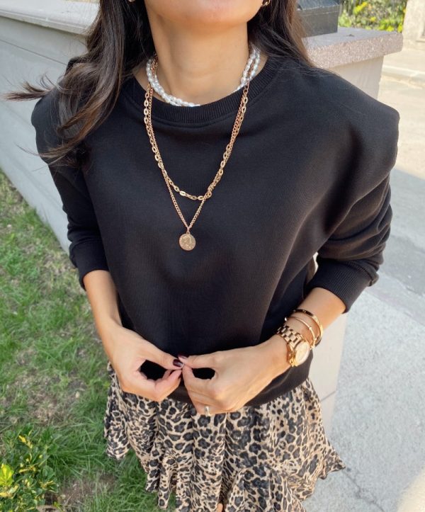 Siyah Vatkalı Sweat