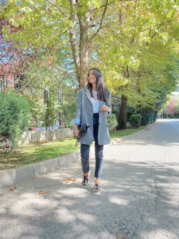Gri Oversize Astarlı Ceket