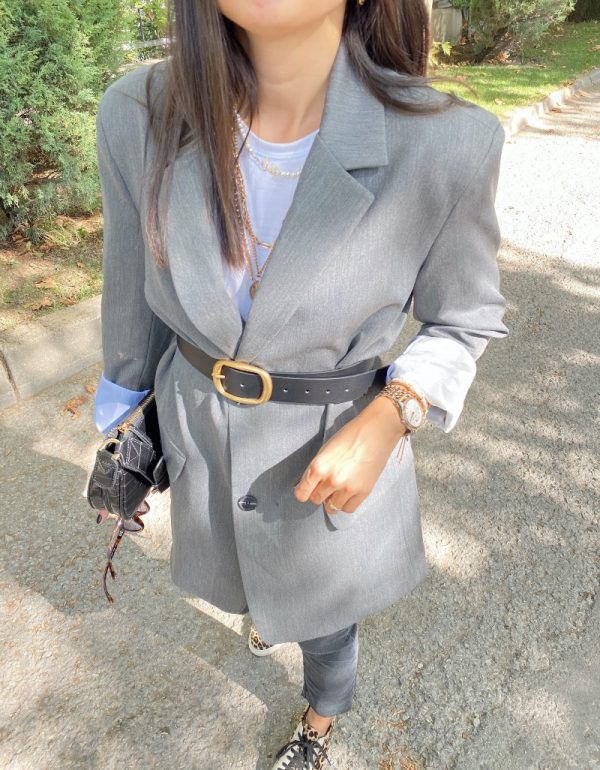 Gri Oversize Astarlı Ceket