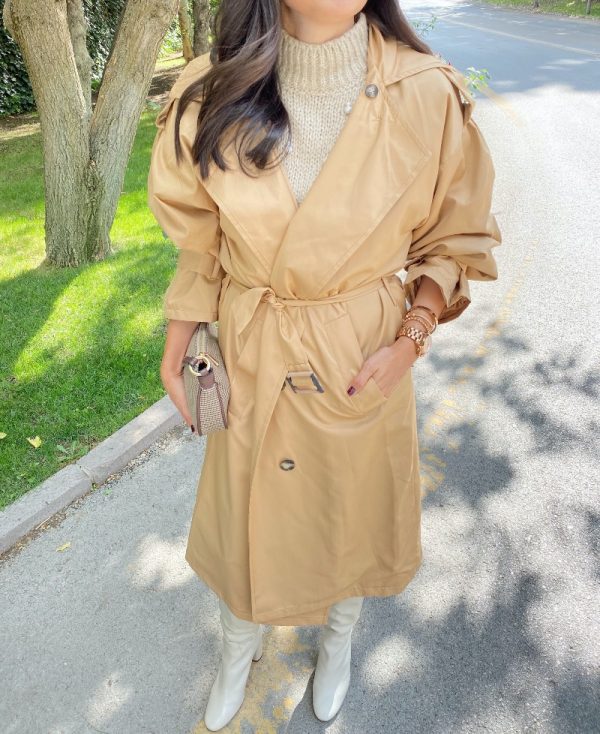 Camel Kuşaklı Trenchcoat