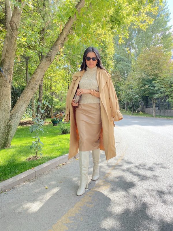Camel Kuşaklı Trenchcoat