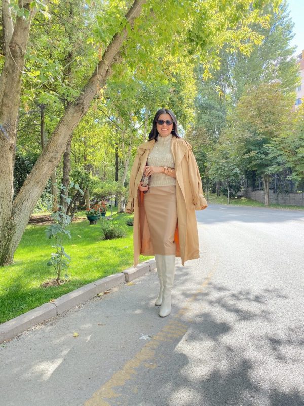 Camel Kuşaklı Trenchcoat