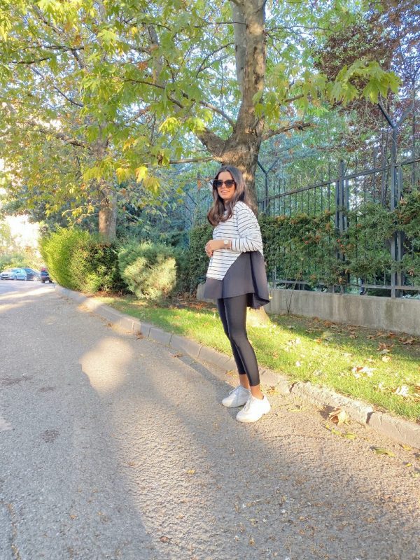 Poplin Detaylı Çizgili Sweat