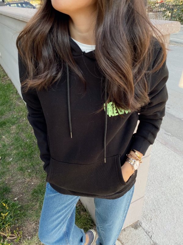 Siyah Relax Baskılı Sweat