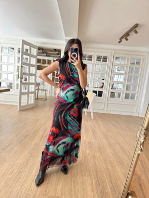 Batik Desen Renk Geçişli Elbise