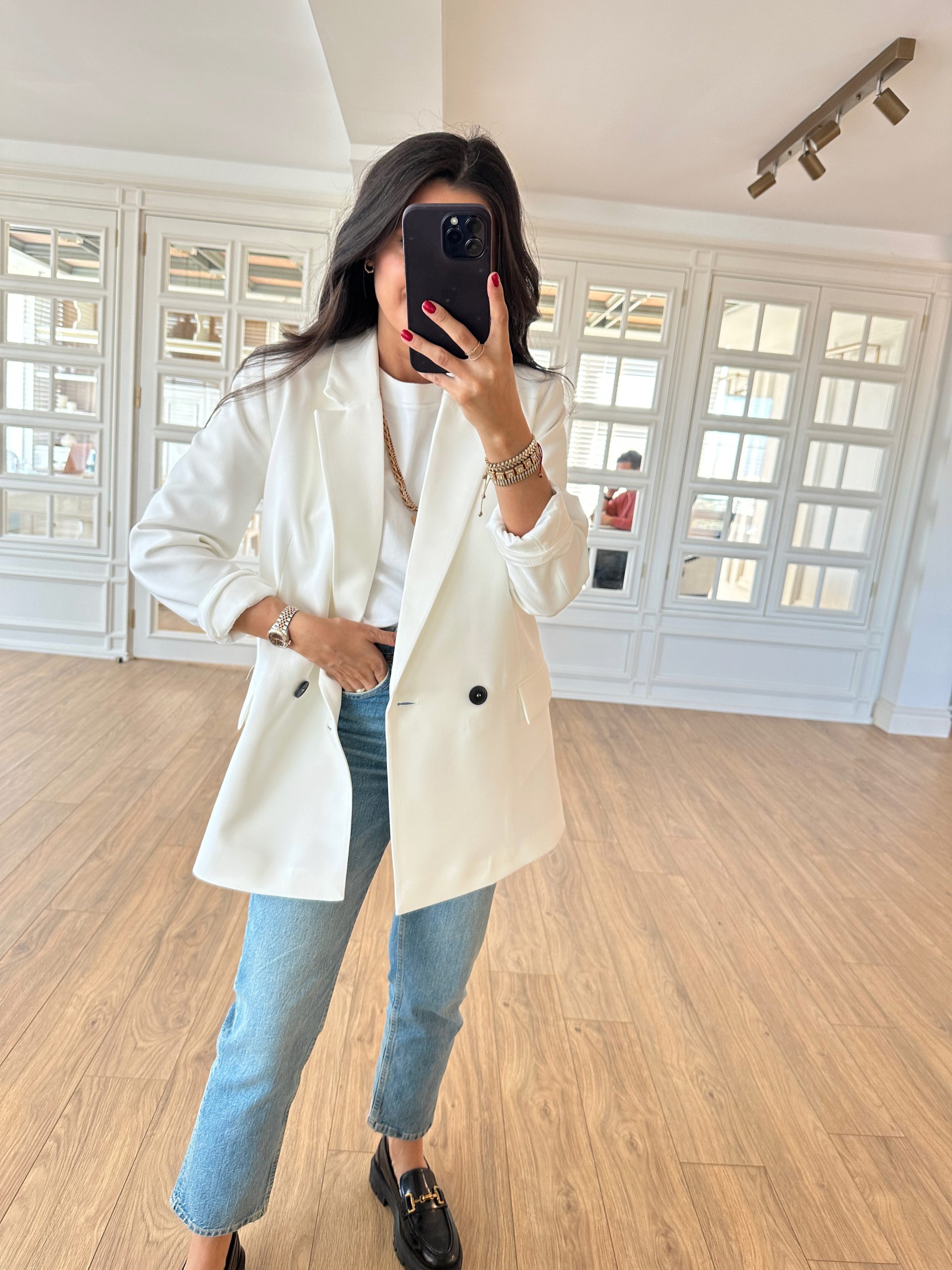 Zara Beyaz Blazer Ceket Pelin Şenoğlu