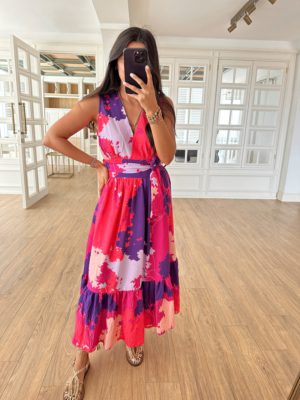 Pembe Maxi Boy Kruvaze Elbise(ön sipariş alınmaktadır.kargo çıkışı 07.06